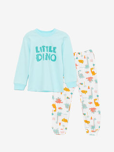 Пижамный комплект для маленьких девочек с круглым вырезом и принтом LUGGI BABY, мятно-зеленый
