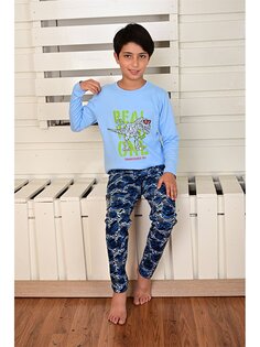 Пижамный комплект для маленьких мальчиков с круглым вырезом Vitmo Vitamin, бирюзовый