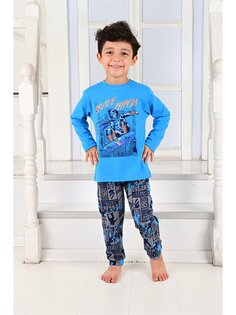 Пижамный комплект для маленьких мальчиков с круглым вырезом Vitmo Vitamin, бирюзовый