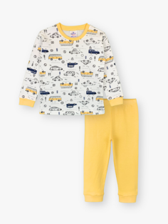 Пижамный комплект для маленьких мальчиков с круглым вырезом и длинными рукавами LUGGİ BABY, желтый