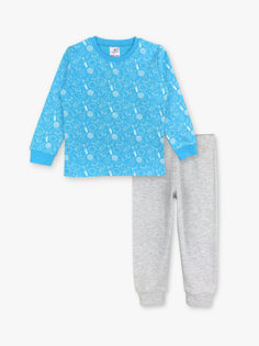 Пижамный комплект для маленьких мальчиков с круглым вырезом и длинными рукавами LUGGİ BABY, синий