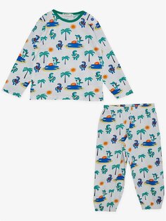 Пижамный комплект для маленьких мальчиков с круглым вырезом и длинными рукавами Breeze, белый