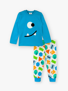 Пижамный комплект для маленьких мальчиков с круглым вырезом и длинными рукавами LUGGİ BABY, синий