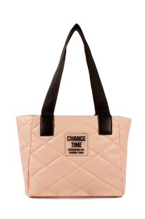 Женская стеганая надувная сумка через плечо с детальным текстом (20776) Luwwe Bags, пудрово-розовый