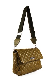 Женская стеганая сумка на плечо с клапаном и ремешком на колонке (20736) Luwwe Bags, хаки
