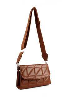 Женская стеганая сумка на плечо с ремешком-колонной (10582) Luwwe Bags, браун-тан