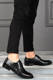 1825-1 Классические повседневные мужские туфли из 100% кожи на подошве из ПВХ Nevzat Zöhre, черный