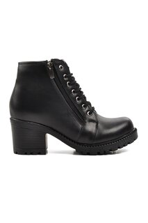 196 Черные женские ботинки на каблуке Ayakmod