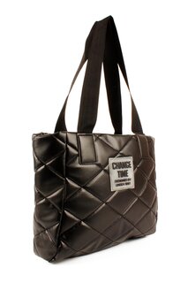Женская стеганая надувная сумка через плечо с детальным текстом (20776) Luwwe Bags, черный