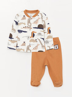 Пижамный комплект для маленьких мальчиков с круглым вырезом и принтом LUGGI BABY, коричневый