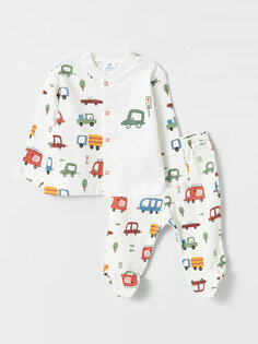 Пижамный комплект для маленьких мальчиков с круглым вырезом и принтом LUGGI BABY, экрю