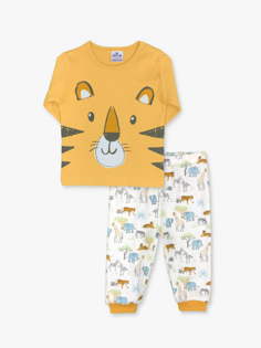 Пижамный комплект для маленьких мальчиков с круглым вырезом и длинными рукавами с принтом LUGGİ BABY