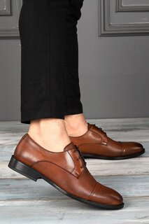 1825-3 Классические повседневные мужские туфли из 100% кожи на подошве из ПВХ Nevzat Zöhre, шоколадно-коричневый