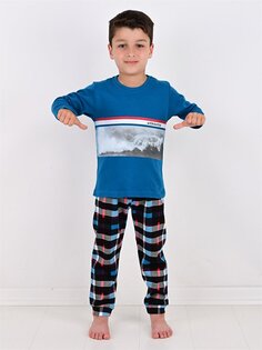 Пижамный комплект для маленьких мальчиков с круглым вырезом и принтом Vitmo Vitamin, масло