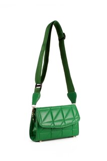 Женская стеганая сумка на плечо с ремешком-колонной (10582) Luwwe Bags, зеленый