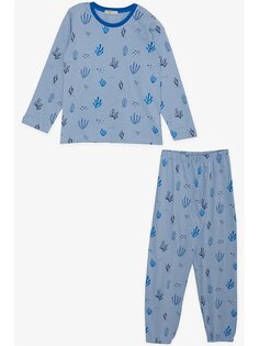 Пижамный комплект для мальчика с круглым вырезом и длинными рукавами Breeze, светло-синий