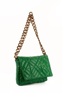 Женская стеганая сумка на плечо с цепочкой, ремешком на руку (20652) Luwwe Bags, зеленый