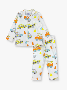 Пижамный комплект для мальчика с длинными рукавами и воротником рубашки с принтом LUGGİ BABY