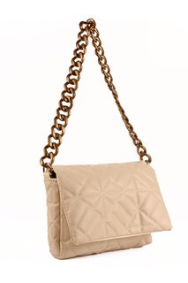 Женская стеганая сумка на плечо с цепочкой, ремешком на руку (20652) Luwwe Bags, крем