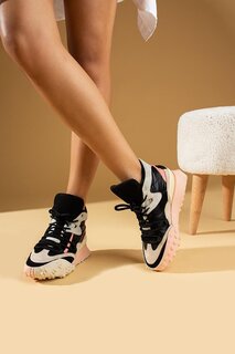 Удобные спортивные женские ботинки до щиколотки на шнуровке с противоскользящей подошвой 36-180-23 Pembe Potin, черный