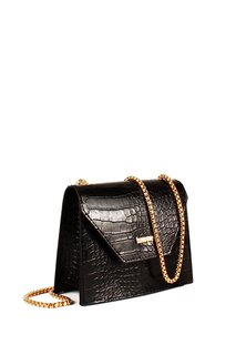 Женская сумка на плечо с ремешком-цепочкой и тиснением под кожу крокодила (20739) Luwwe Bags, черный