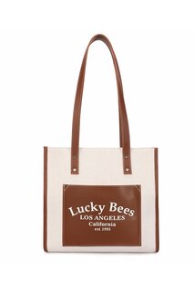 Женская сумка на руку и через плечо Lucky Bees, коричнево-желтый