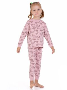 Пижамный комплект интерлок с фермерским рисунком 54605 MYHANNE, пудрово-розовый