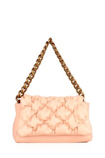 Женская сумка на руку и через плечо с ручкой-цепочкой и прошитой мятостью чехлом (10624) Luwwe Bags, пудрово-розовый