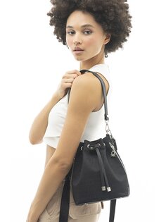 Женская сумка на шнурке с текстовым принтом BENETTON, черный