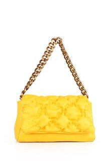 Женская сумка на руку и через плечо с ручкой-цепочкой и прошитой мятостью чехлом (10624) Luwwe Bags, желтый