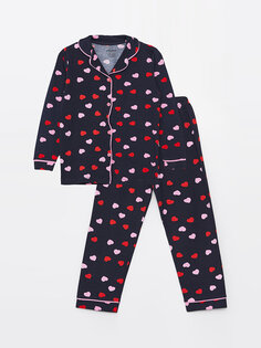 Пижамный комплект с длинными рукавами для девочек с воротником рубашки и принтом Vitmo Vitamin, индиго блю родеа