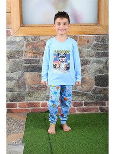 Пижамный комплект с длинными рукавами и круглым вырезом для мальчика Vitmo Vitamin, синий антрацит