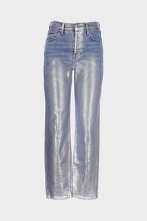 Узкие прямые джинсовые брюки Sydney с высокой талией и пуговицами из серебряной фольги C 4529-070 CROSS JEANS