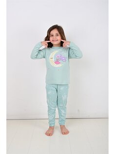 Пижамный комплект с круглым вырезом для маленьких девочек Vitmo Vitamin, вода зеленая