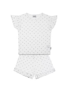 Пижамный комплект с короткими рукавами и шортами для девочек с круглым вырезом и принтом ANTEBIES, белый