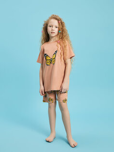 Пижамный комплект с короткими рукавами и шортами для девочек с круглым вырезом и принтом Pija Pija, рот щенка