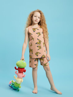 Пижамный комплект с круглым вырезом для девочки с принтом и шортами Pija Pija, рот щенка