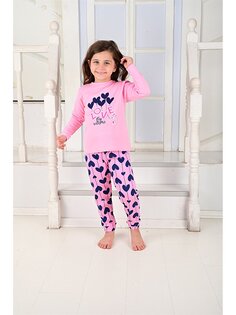 Пижамный комплект с круглым вырезом для маленьких девочек Vitmo Vitamin, темно-розовый
