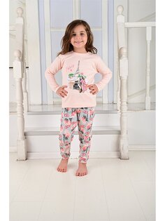 Пижамный комплект с круглым вырезом для маленьких девочек Vitmo Vitamin, лосось