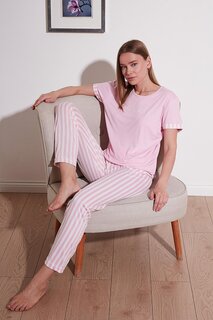 Пижамный комплект с мягкой текстурой из смеси бамбука с круглым вырезом 6097605 Lela, розовый