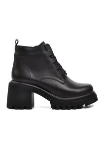 27723 Черные женские ботинки на каблуке из натуральной кожи Walkway