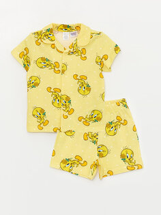 Пижамный комплект с шортами и принтом Tweety для маленьких девочек LCW baby