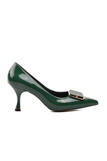 312042 Женские туфли на каблуке с зеленым патентом Ayakmod