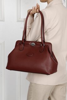 Платиновая женская сумка через плечо и сумка большого размера из натуральной кожи B8397 GÖNDERİ(R), бургундия