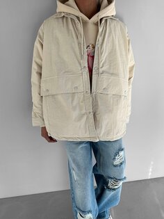 Куртка Oversize с карманами бежевого цвета ablukaonline
