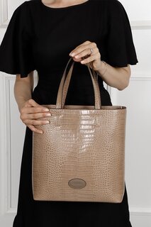 Платиновая женская сумка через плечо из натуральной кожи большого размера B8179 GÖNDERİ(R), норка