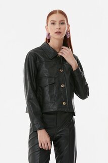 Куртка из искусственной кожи с большими карманами Fullamoda, черный