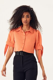 Укороченная рубашка с завязками на рукавах Fullamoda, апельсин