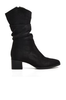 328115 Черные замшевые женские ботинки с флисовой подкладкой Ayakmod