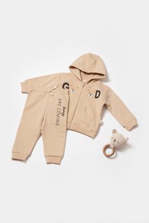 Куртка и брюки с капюшоном BabyCosy Organic Wear, камень